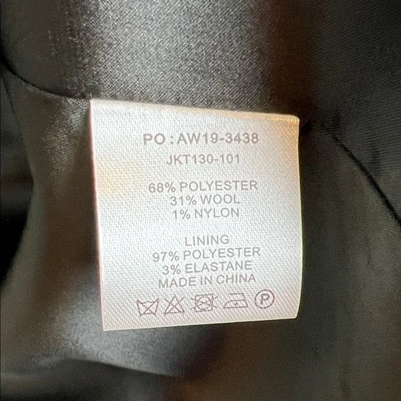 Hush UK Houndstooth Blazer Two Button Black White UK 12 US 8 Wool Blend - Picture 12 of 16